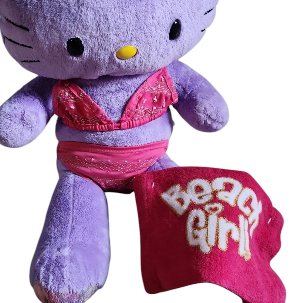 Build A Bear Pink Bikini Swimsuit Beach Towel Set 2010 Plush Clothes 3pc
